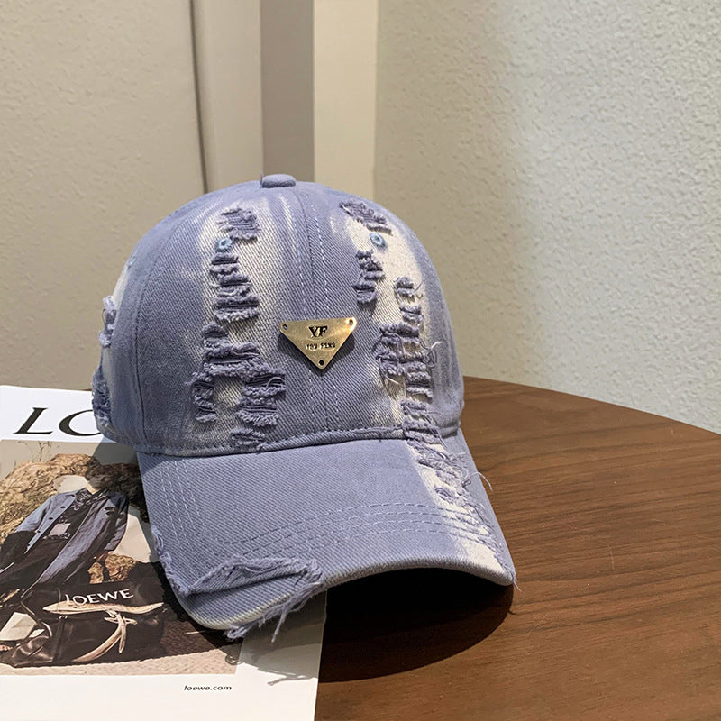 Women's Distressed Denim Baseball Cap Bowlift 1784084082