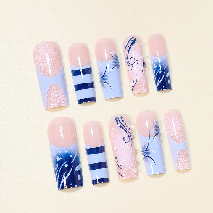 Artistic Nail Design Set with Ocean-Inspired Accents Bowlift