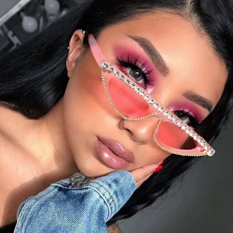 Women's Cat-Eye Sunglasses with Sparkling Stone Accents Bowlift