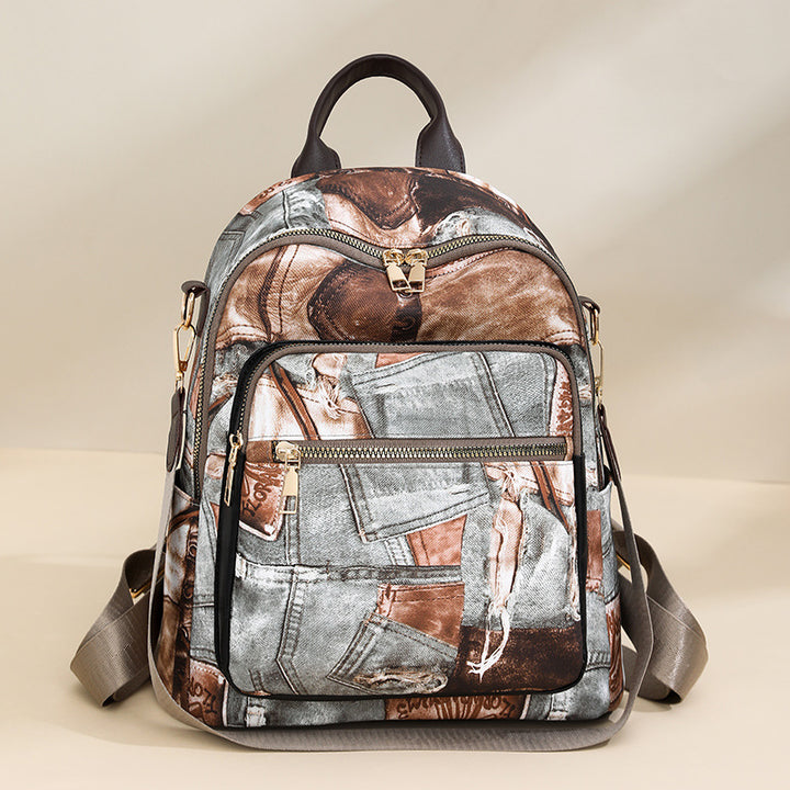 Stylish Denim Pattern Backpack Bowlift