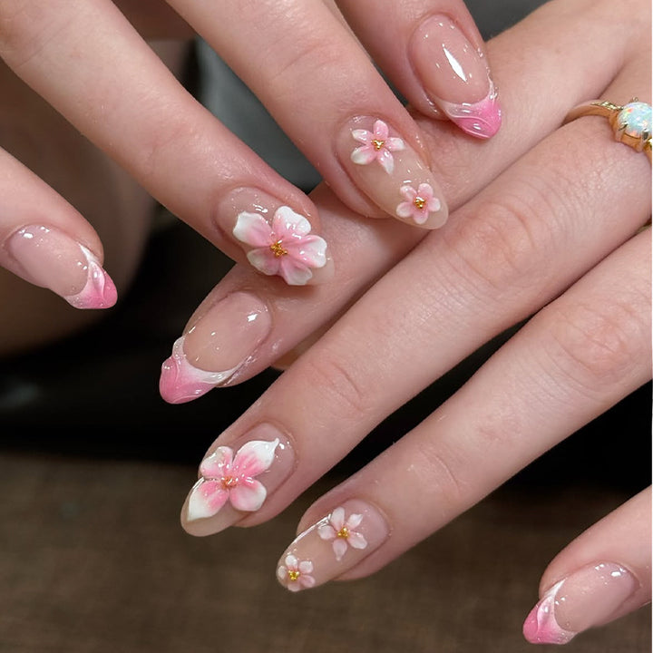 Floral Design Press-On Nail Set Bowlift