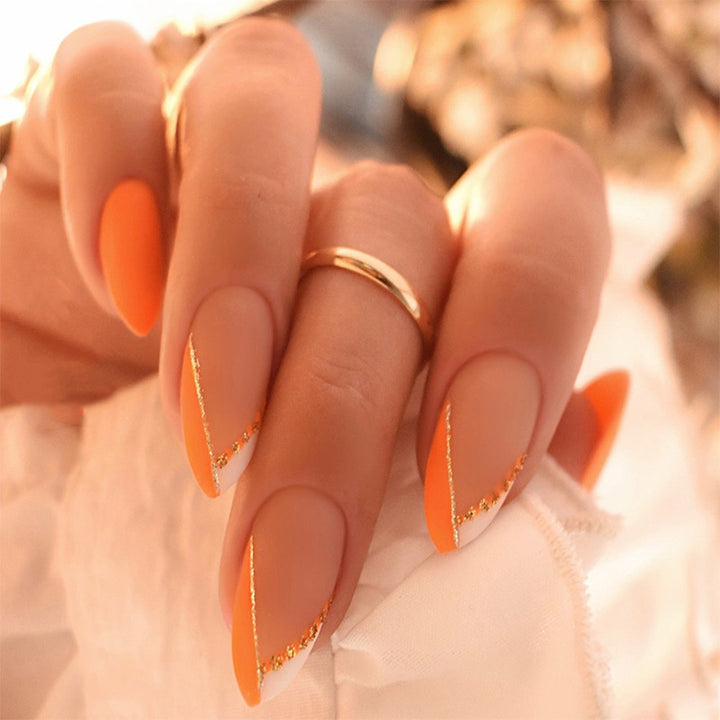 Nail set with elegant matte finish and golden accents Bowlift