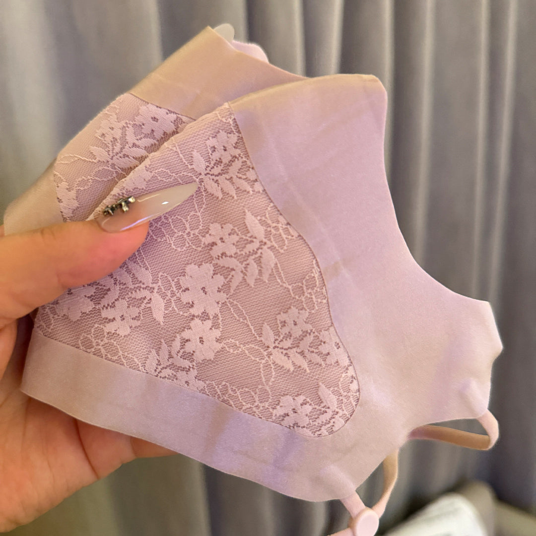 Lace-Panel Breathable Reusable Face Mask with Adjustable Ear Loops Bowlift