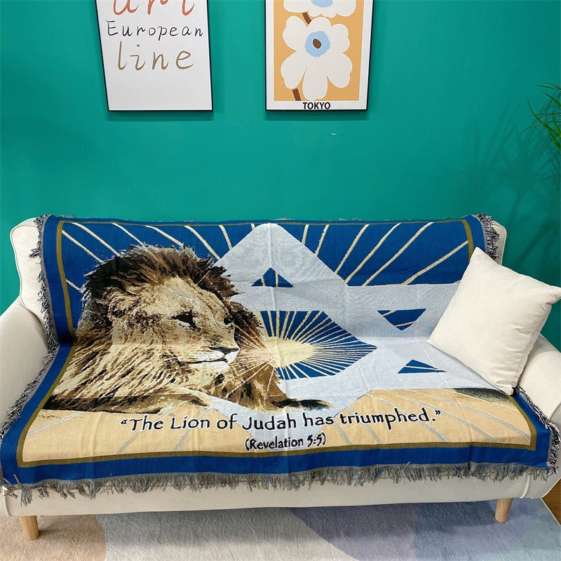 Decorative Fringed Tapestry Blanket