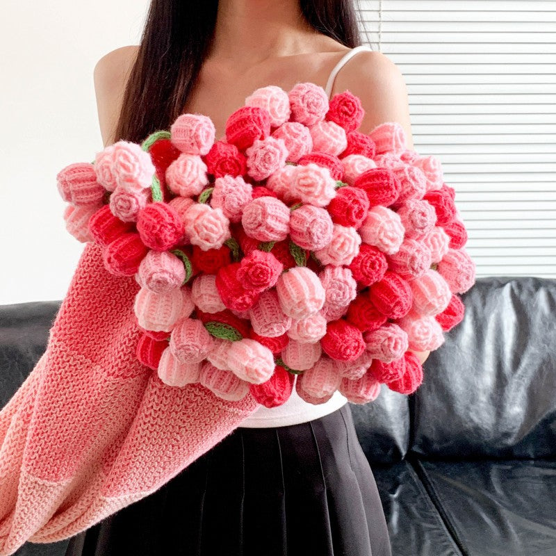 Handmade Bouquet of Crocheted Flowers Bowlift