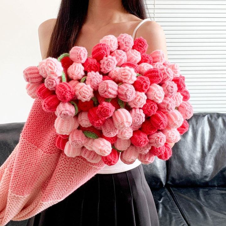 Handmade Bouquet of Crocheted Flowers Bowlift