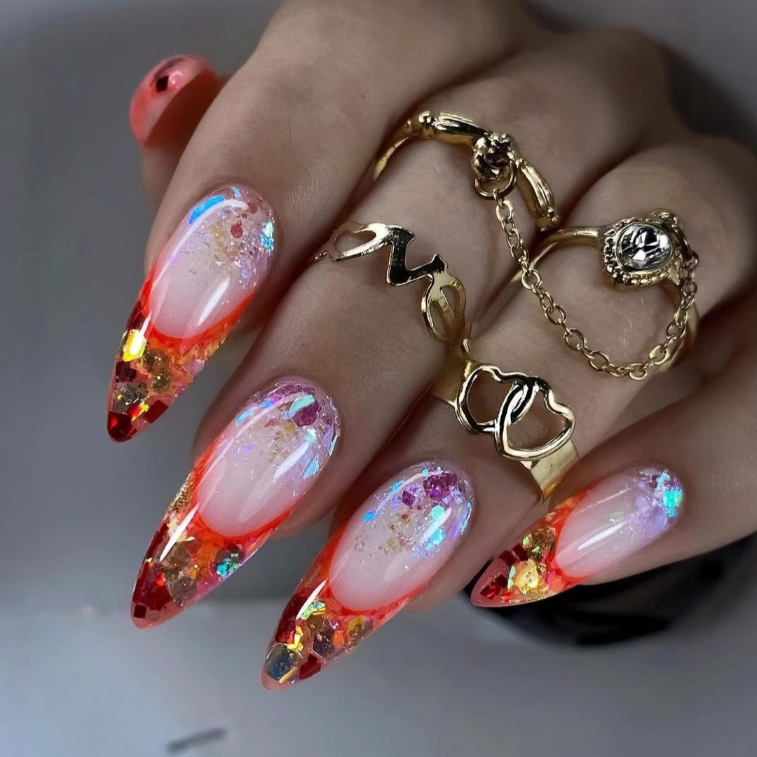 Glittering Stiletto Artificial Nails Bowlift