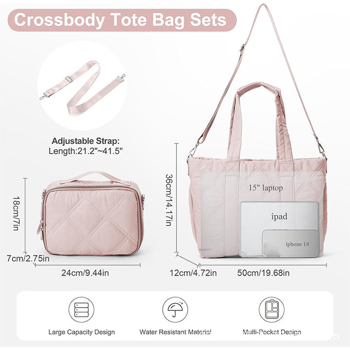 Elegant and Versatile Fabric Handbag with Detachable Cosmetic Bag Bowlift