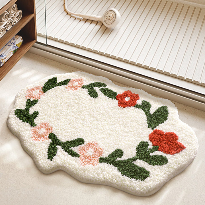 Textured Floral Bath Mat Bowlift