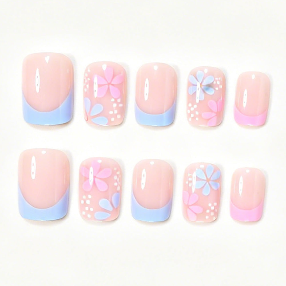 Artistic Floral Press-On Nail Tips Bowlift