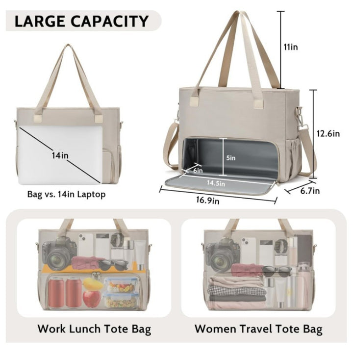 Insulated Multi-Pocket Grocery Tote Bowlift