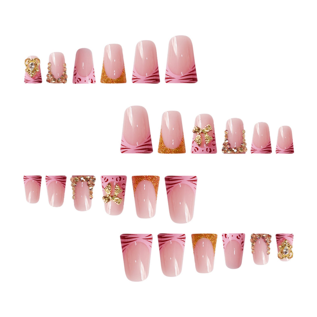 Decorative 3D Floral Press-On Nails with Gem Accents Bowlift