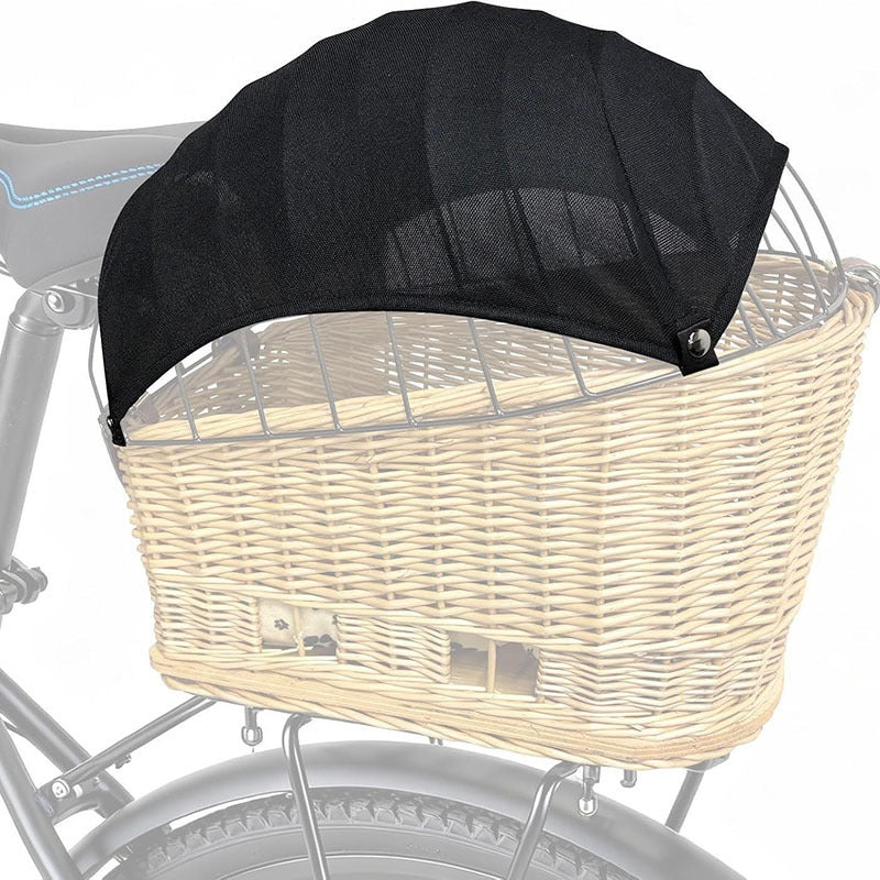 protective mesh canopy for front bicycle wicker basket with snap fasteners Bowlift