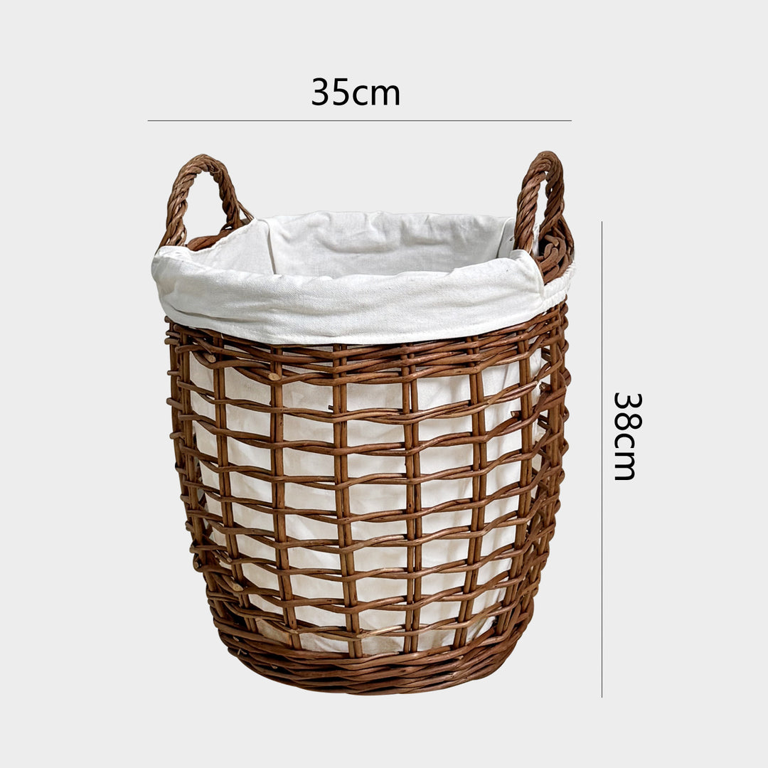 Handcrafted laundry basket with fabric cover Bowlift
