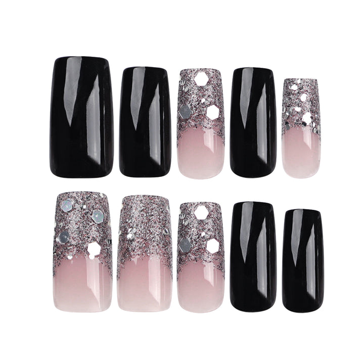 Artistic Acrylic Nails with Glitter Accents Bowlift