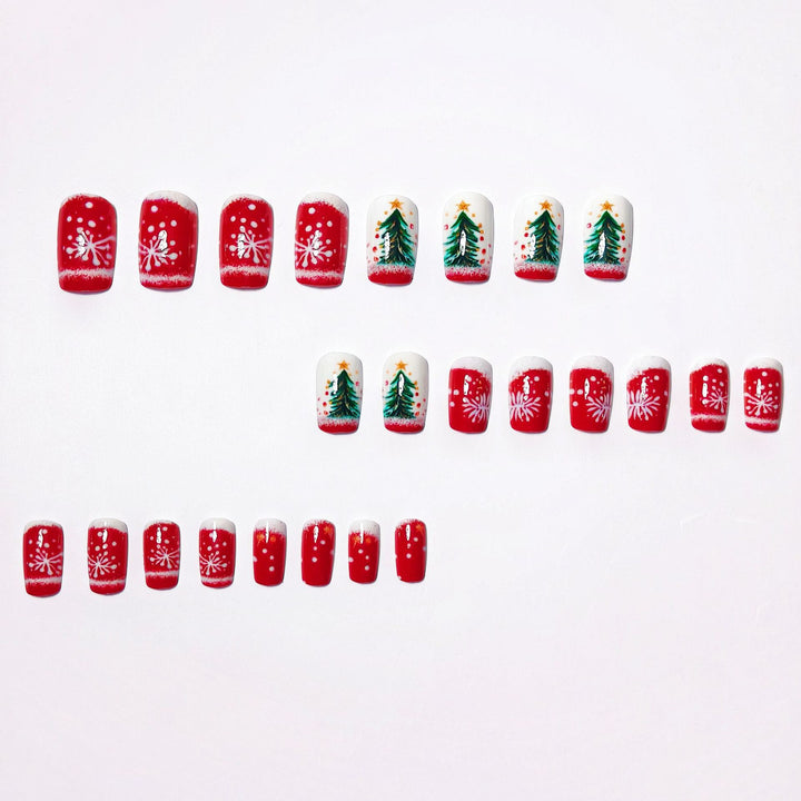 Artificial nails with festive Christmas tree motif Bowlift