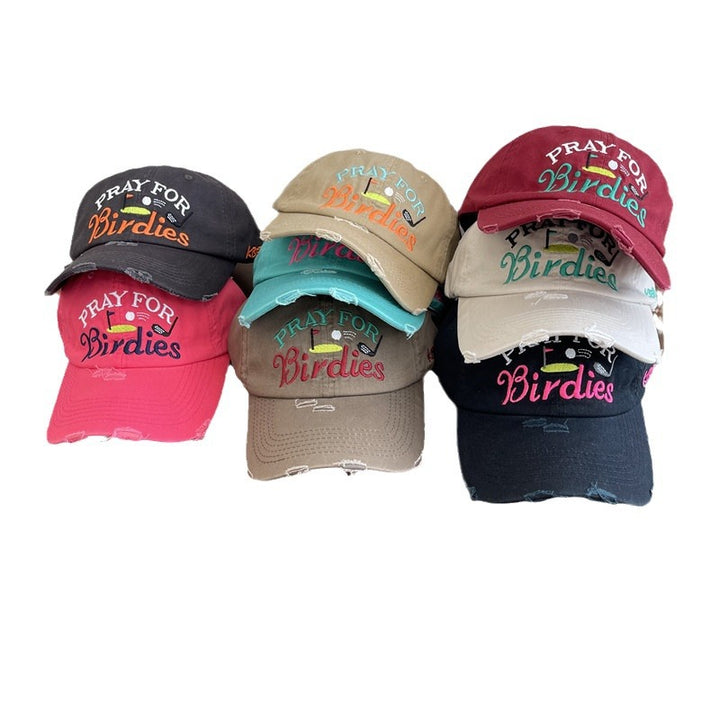 Women's Casual Distressed Embroidered Baseball Cap Bowlift