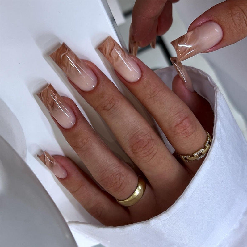 Elegant Marbled Press-On Nail Extensions Bowlift