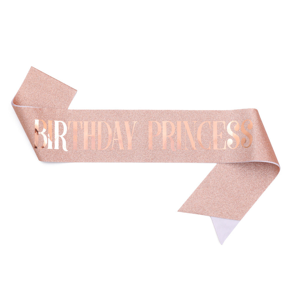 Women's Birthday Sash with Glitter Design Bowlift
