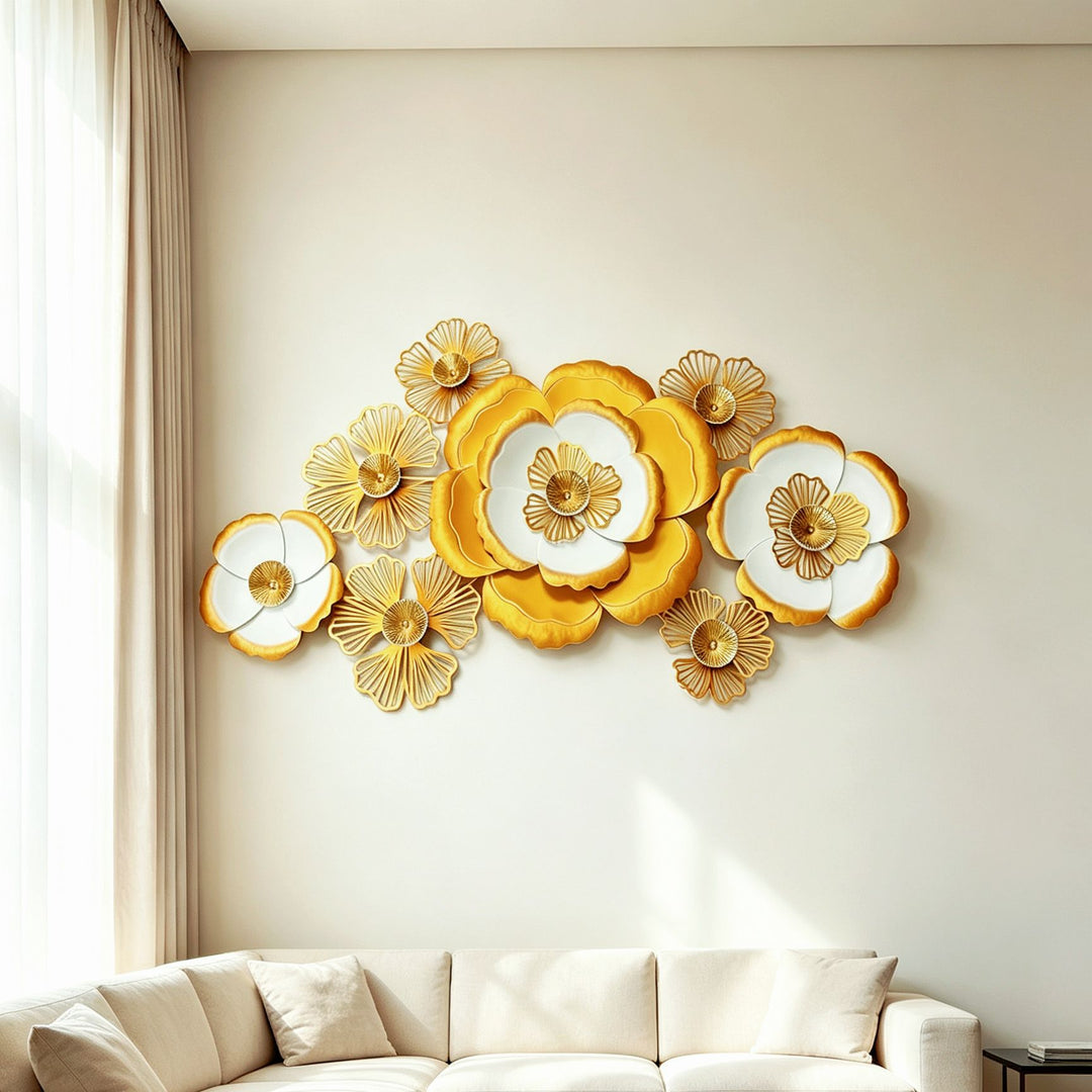 Decorative Metal Floral Wall Art Sculpture Bowlift