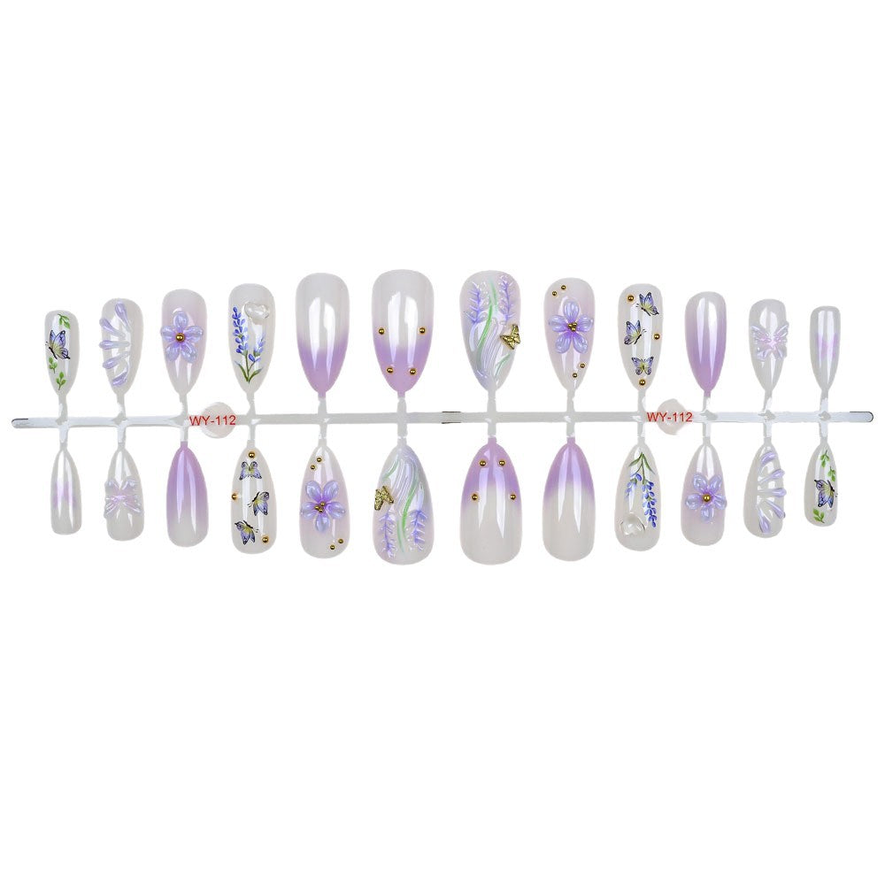 Elegant Floral Artwork Press-On Nails Bowlift