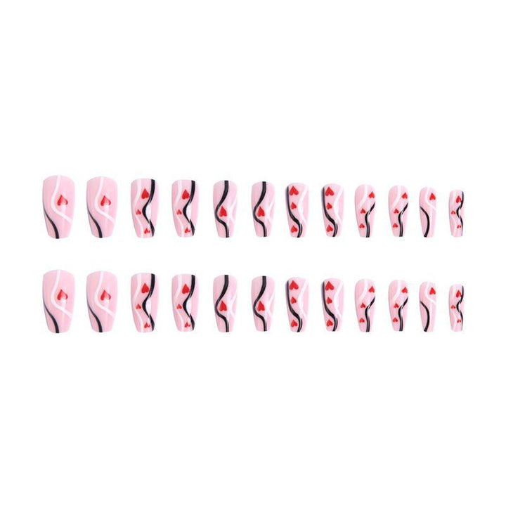 Artificial nails with romantic heart designs and elegant design Bowlift