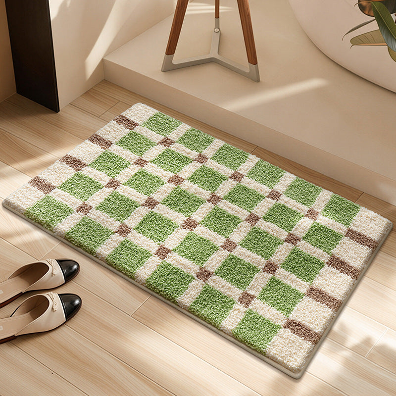 Soft Plush Checkered Bath Mat Bowlift