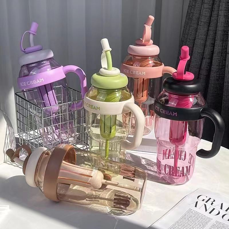Women's multifunctional drinking container with integrated straw and sieve cup Bowlift