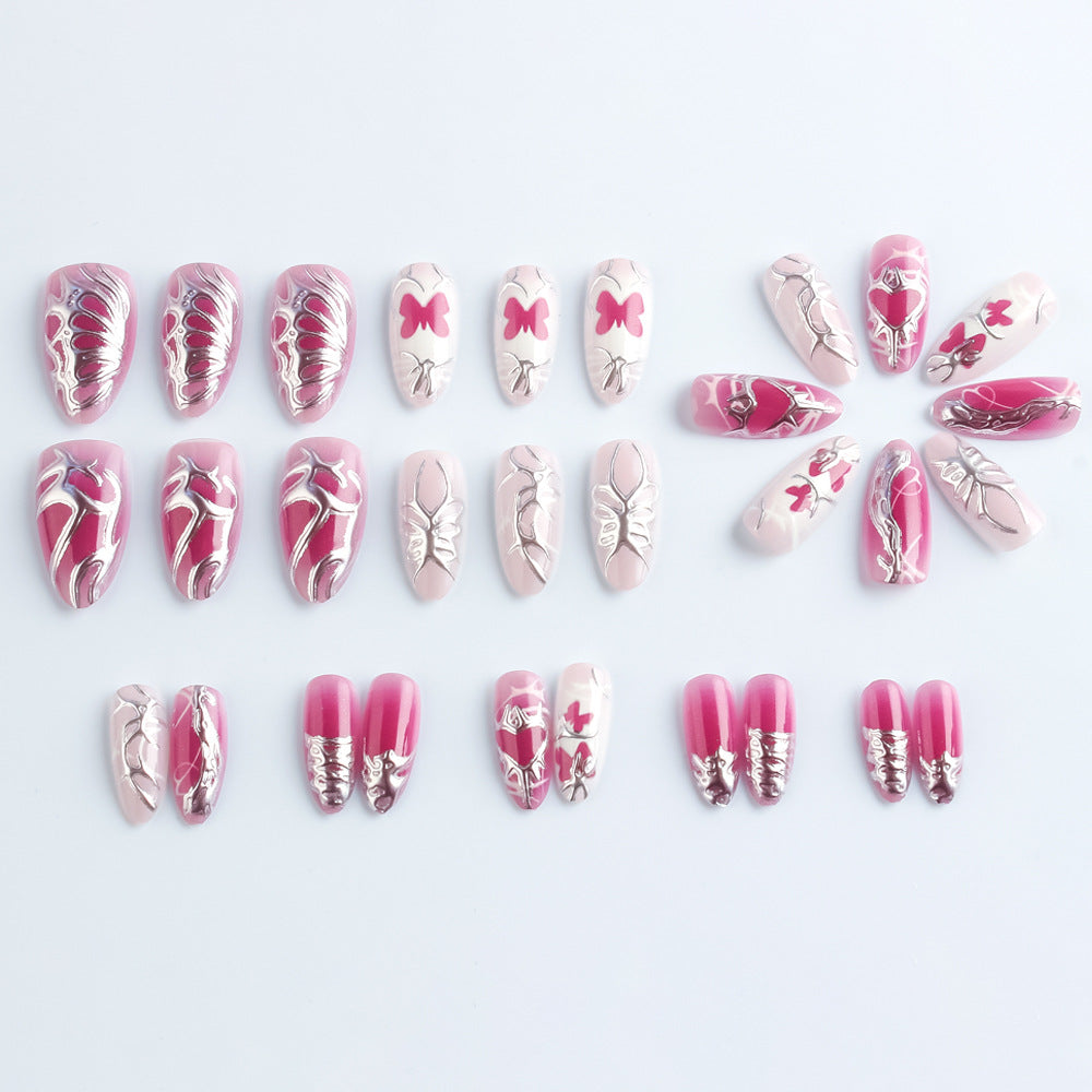 Artistic Butterfly-Themed Press-On Nails Bowlift
