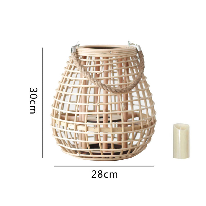 Decorative Rattan Lantern with Carry Handle Bowlift