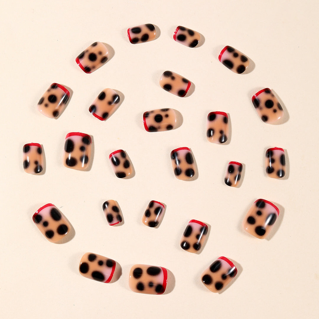 Artistic Leopard Print Acrylic Nail Art Extensions Bowlift