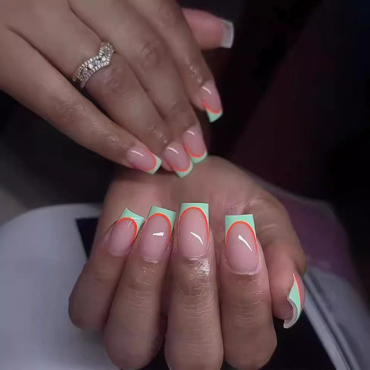 Creative nail extensions with geometric design Bowlift