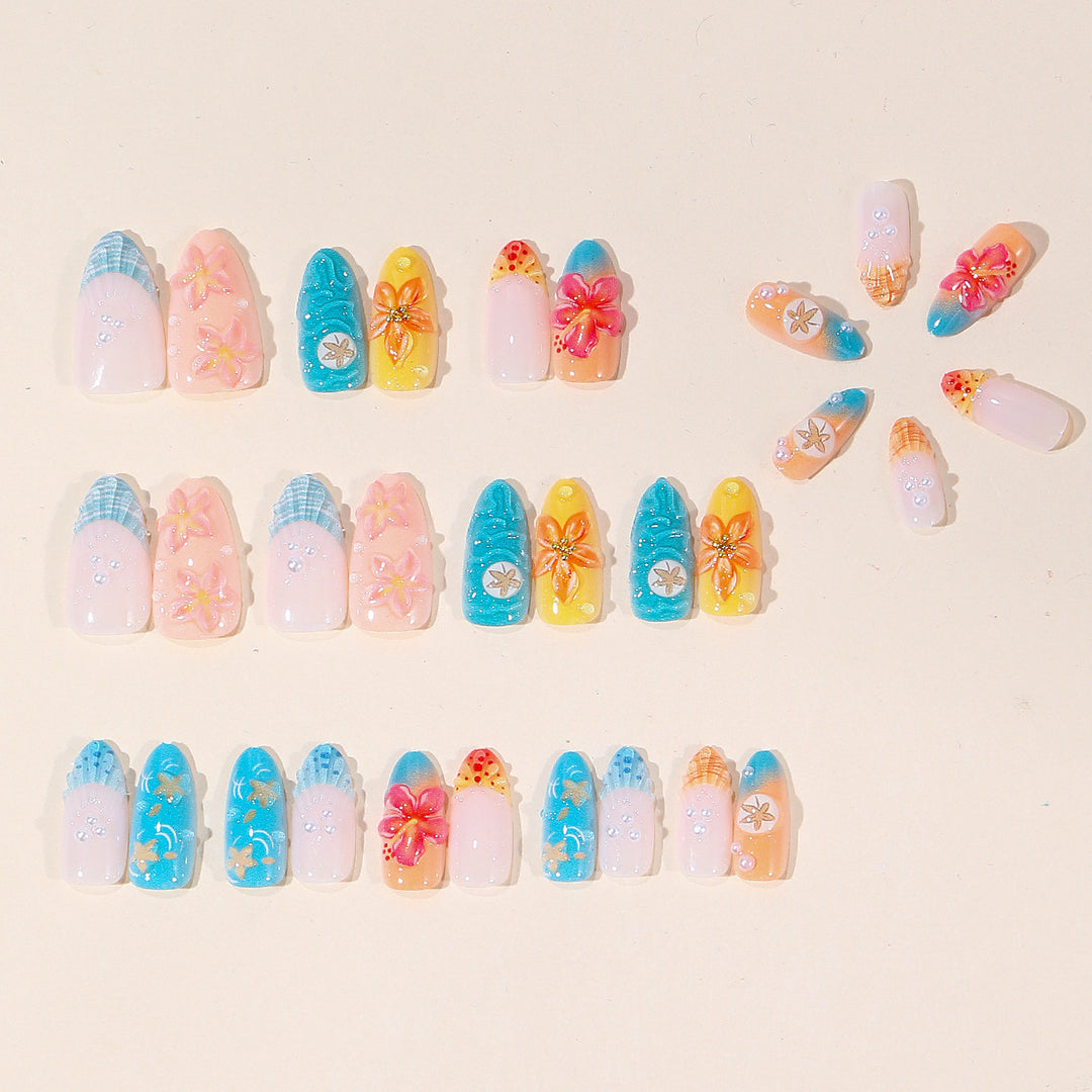 Extravagant Coastal Floral Nail Art Extensions Bowlift