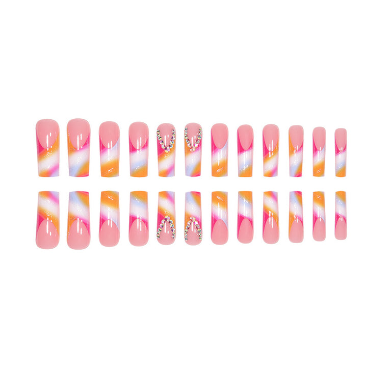 Decorative Rhinestone Art Long Stiletto Press-On Nails Bowlift