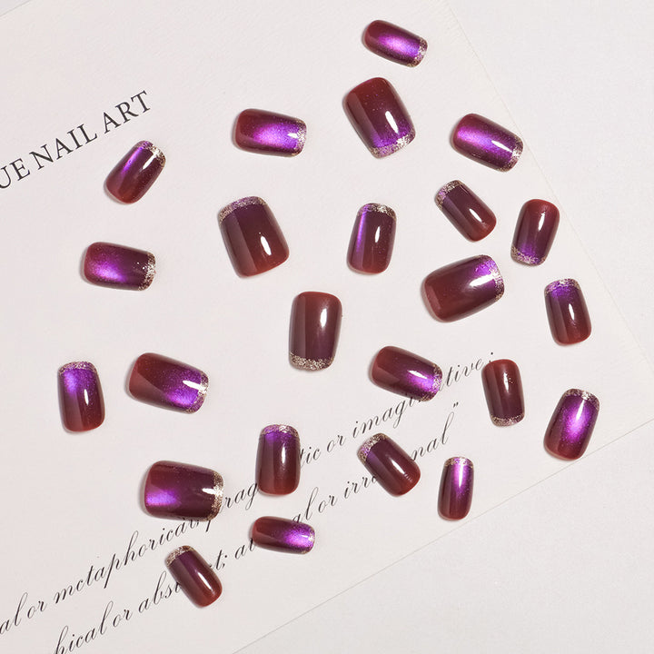 Artistic Press-On Nail Set with Glossy Ombre Finish Bowlift