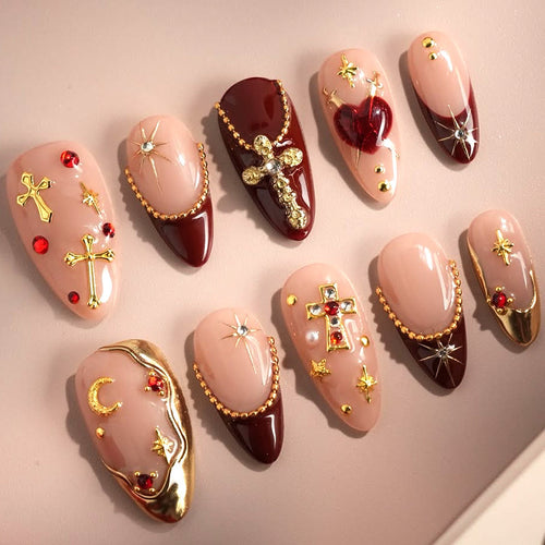 Decorative artificial nail set with elegant embellishments Bowlift