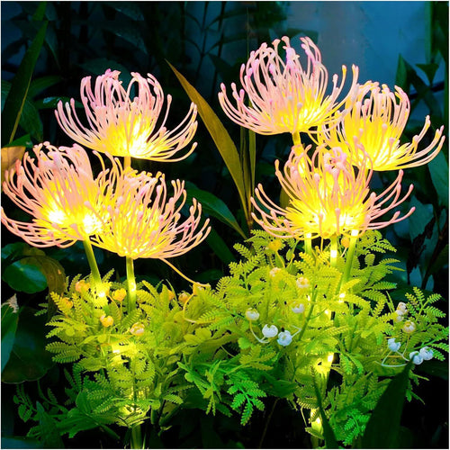 Realistic Solar LED Garden Flower Stake With Chrysanthemum Bloom And Flexible Waterproof Stem Bowlift