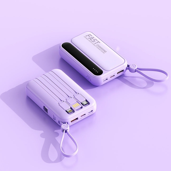 Portable power bank with integrated fast charging ports and multifunctional cable Bowlift
