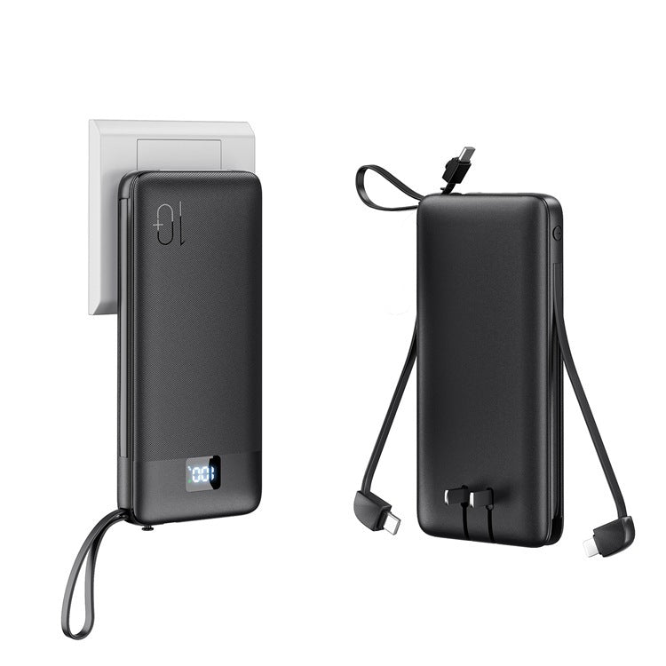 Slim High-capacity portable power bank with integrated charging cables and digital LED display Bowlift
