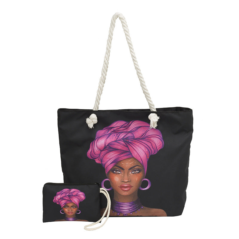 WoStylish Graphic Print Beach Tote Bag Bowlift