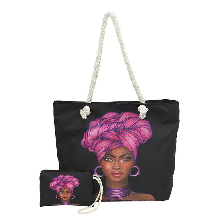 WoStylish Graphic Print Beach Tote Bag Bowlift