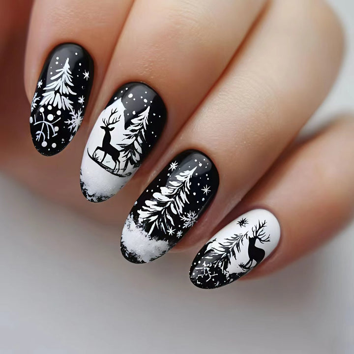 Elegant Artificial Nails in Christmas Design Bowlift
