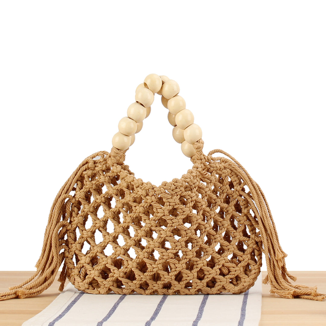 Macrame Handbag with Wooden Handles Bowlift