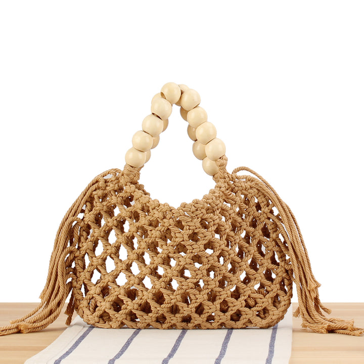 Macrame Handbag with Wooden Handles Bowlift