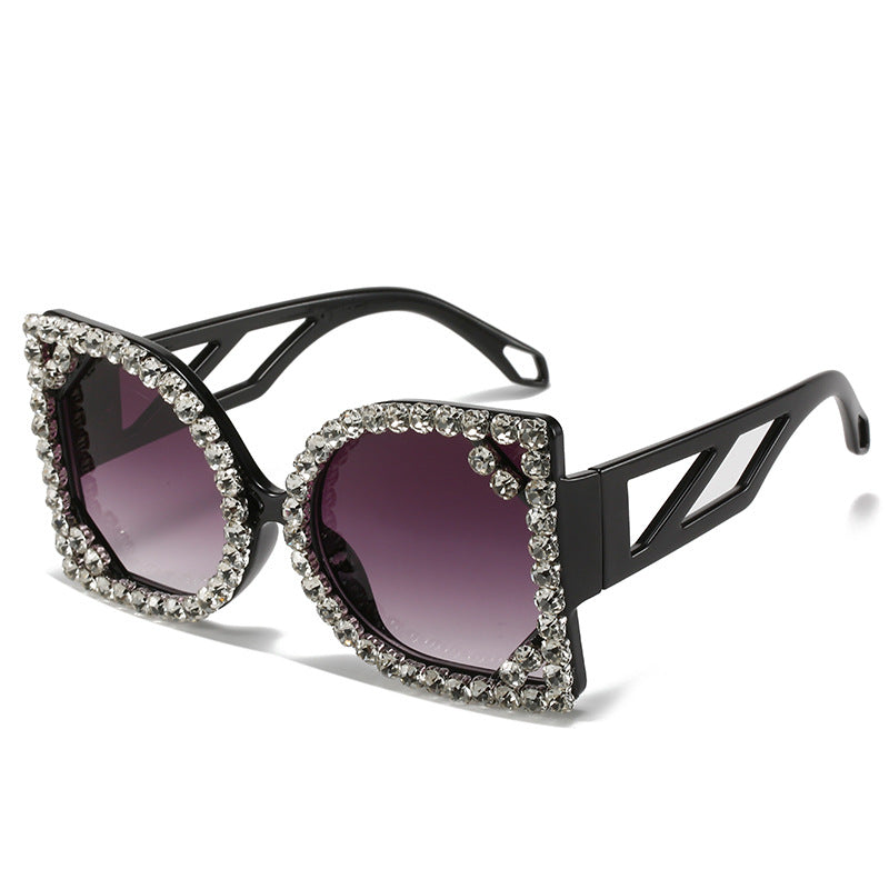 Statement Rhinestone-Embellished Hexagonal Sunglasses Bowlift