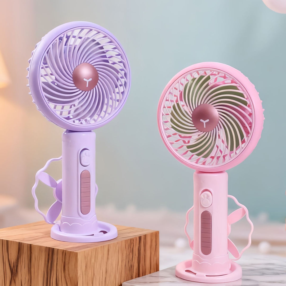 Ladies Portable Mini Handheld Fan with Flexible Tilt Adjustment Bowlift