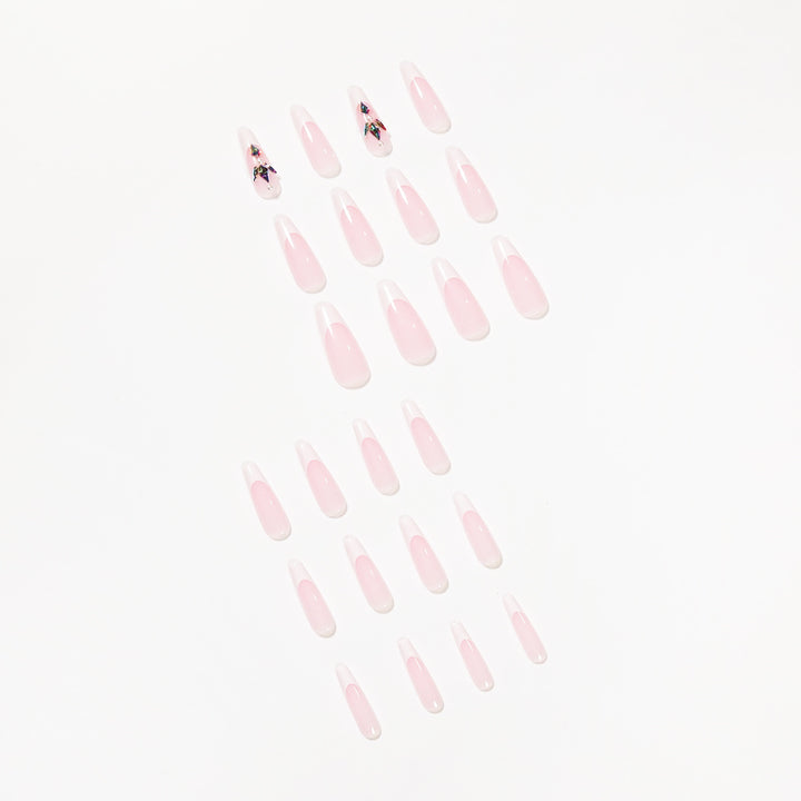 Premium Nail Extensions with Elegant Designs and Glitter Accents Bowlift