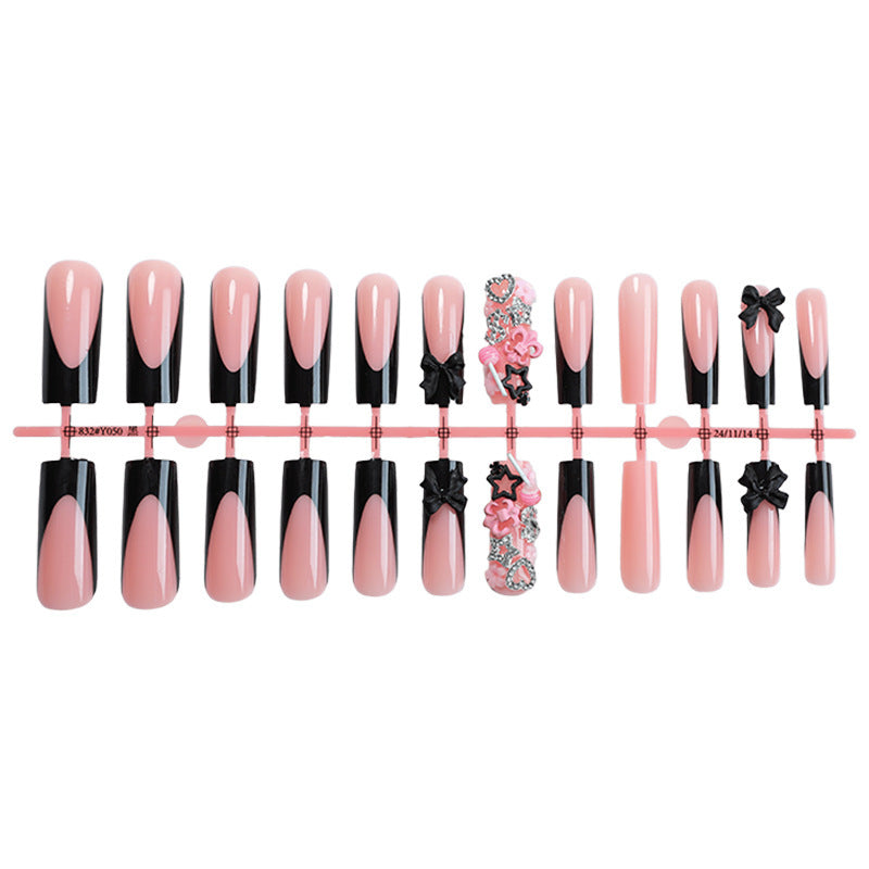 Decorative Press-On Nail Art Kit with Floral and Bow Accents Bowlift