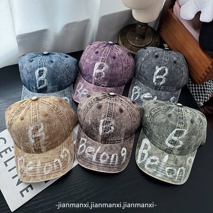 Women's Distressed Denim Adjustable Baseball Cap Bowlift