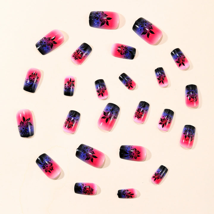 Floral Ombre Acrylic Nail Art Extensions Bowlift